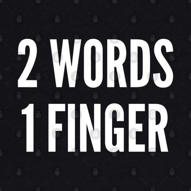 Offensive Humor - 2 Words 1 Finger - Funny Insult Statement Slogan by sillyslogans